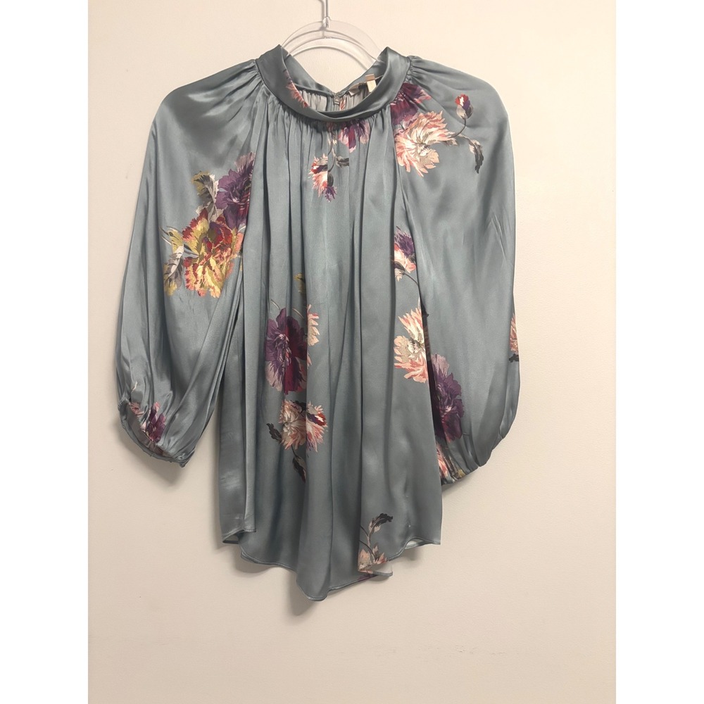 Rebecca Taylor Simone Fleur Silk Blouse in the "Duck Egg" size - Picture 2 of 11